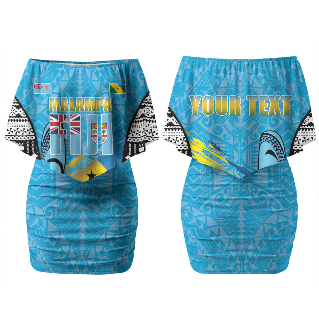 Personalised Malampa Fiji Day 2026 Couples Matching Off Shoulder Short Dress and Long Sleeve Button Shirt Unique Style LT05 - Polynesian Pride