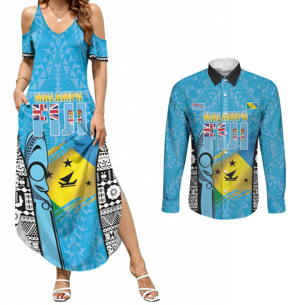 Personalised Malampa Fiji Day 2026 Couples Matching Summer Maxi Dress and Long Sleeve Button Shirt Unique Style