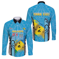 Personalised Malampa Fiji Day 2026 Family Matching Off The Shoulder Long Sleeve Dress and Hawaiian Shirt Unique Style LT05 Dad's Shirt - Long Sleeve Blue - Polynesian Pride