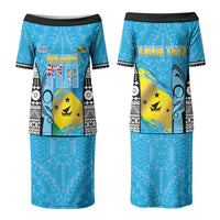 Personalised Malampa Fiji Day 2026 Family Matching Puletasi and Hawaiian Shirt Unique Style LT05 Mom's Dress Blue - Polynesian Pride