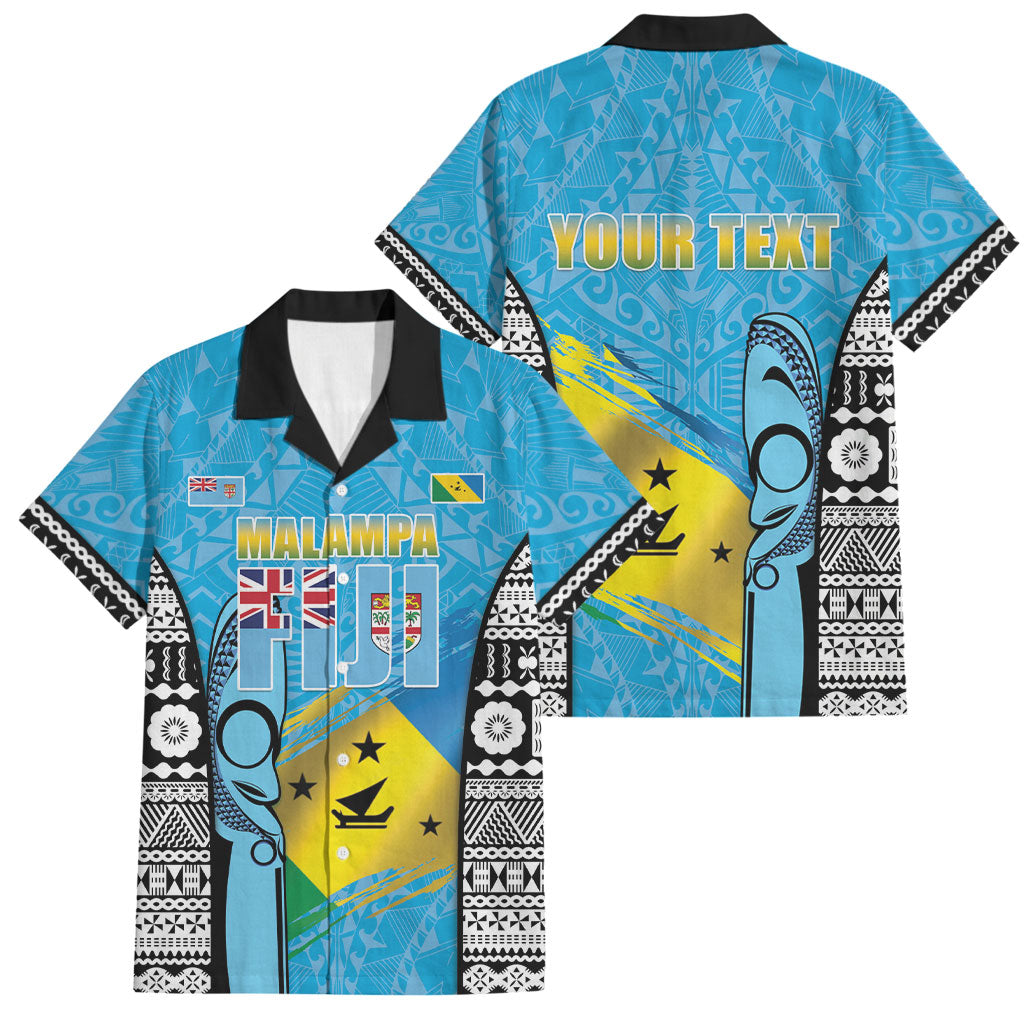 Personalised Malampa Fiji Day 2026 Family Matching Puletasi and Hawaiian Shirt Unique Style LT05 Dad's Shirt - Short Sleeve Blue - Polynesian Pride