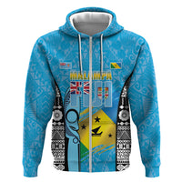 Personalised Malampa Fiji Day 2026 Hoodie Unique Style LT05 Zip Hoodie Blue - Polynesian Pride