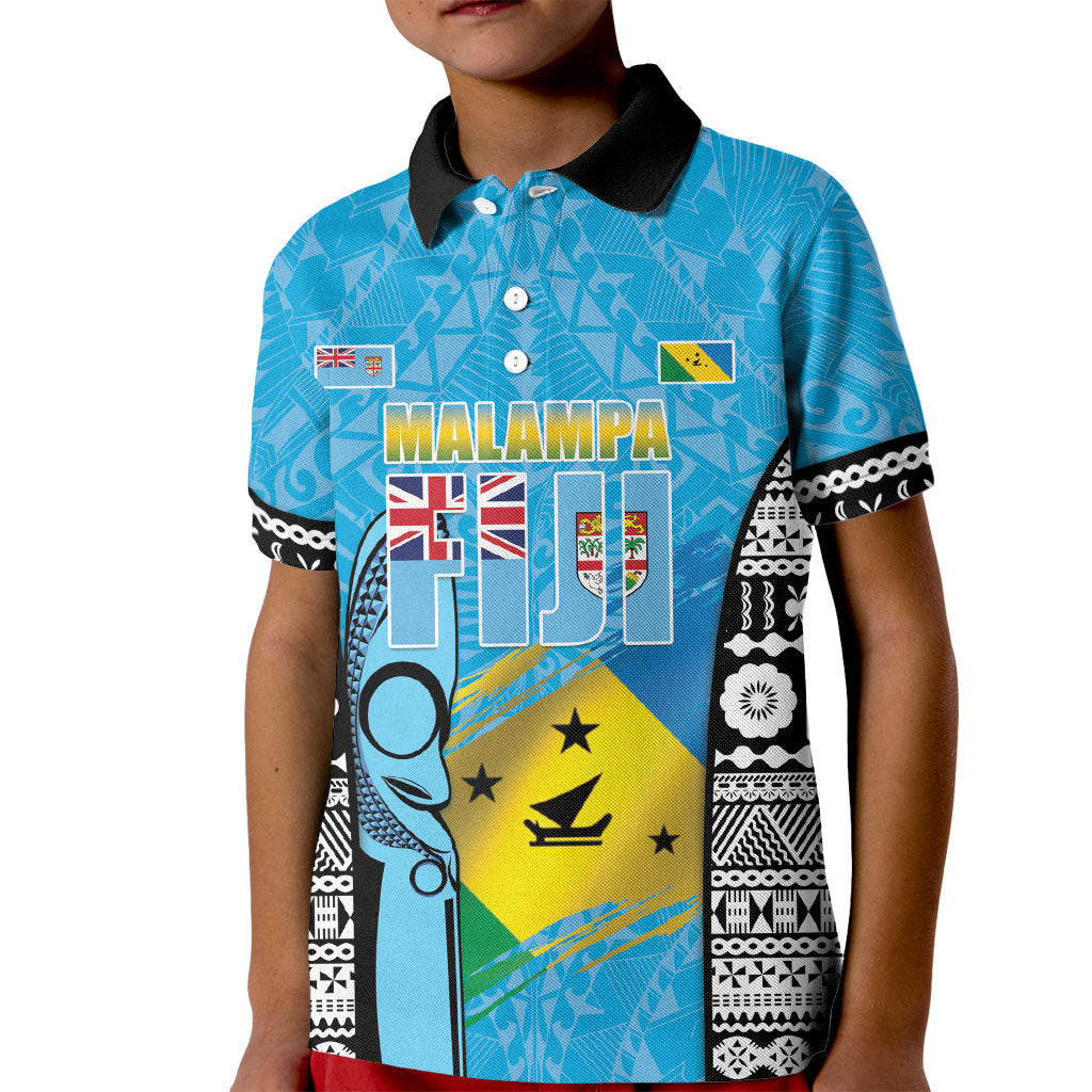 Personalised Malampa Fiji Day 2026 Kid Polo Shirt Unique Style LT05 Kid Blue - Polynesian Pride