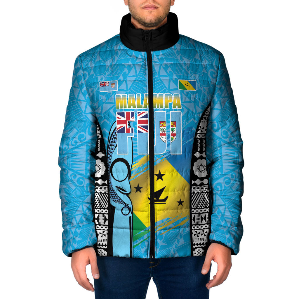 Personalised Malampa Fiji Day 2026 Padded Jacket Unique Style LT05 Men Blue - Polynesian Pride