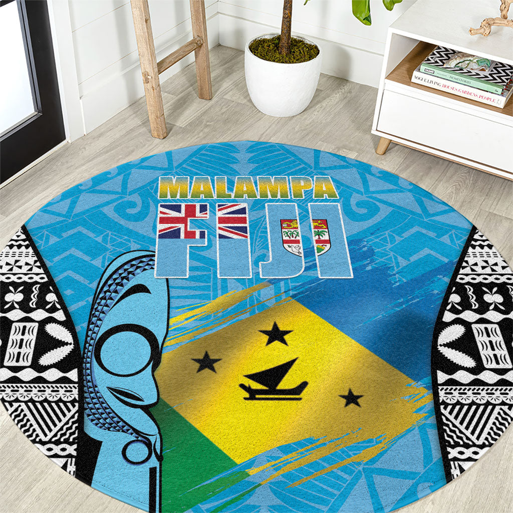 Malampa Fiji Day 2026 Round Carpet Unique Style LT05 Blue - Polynesian Pride