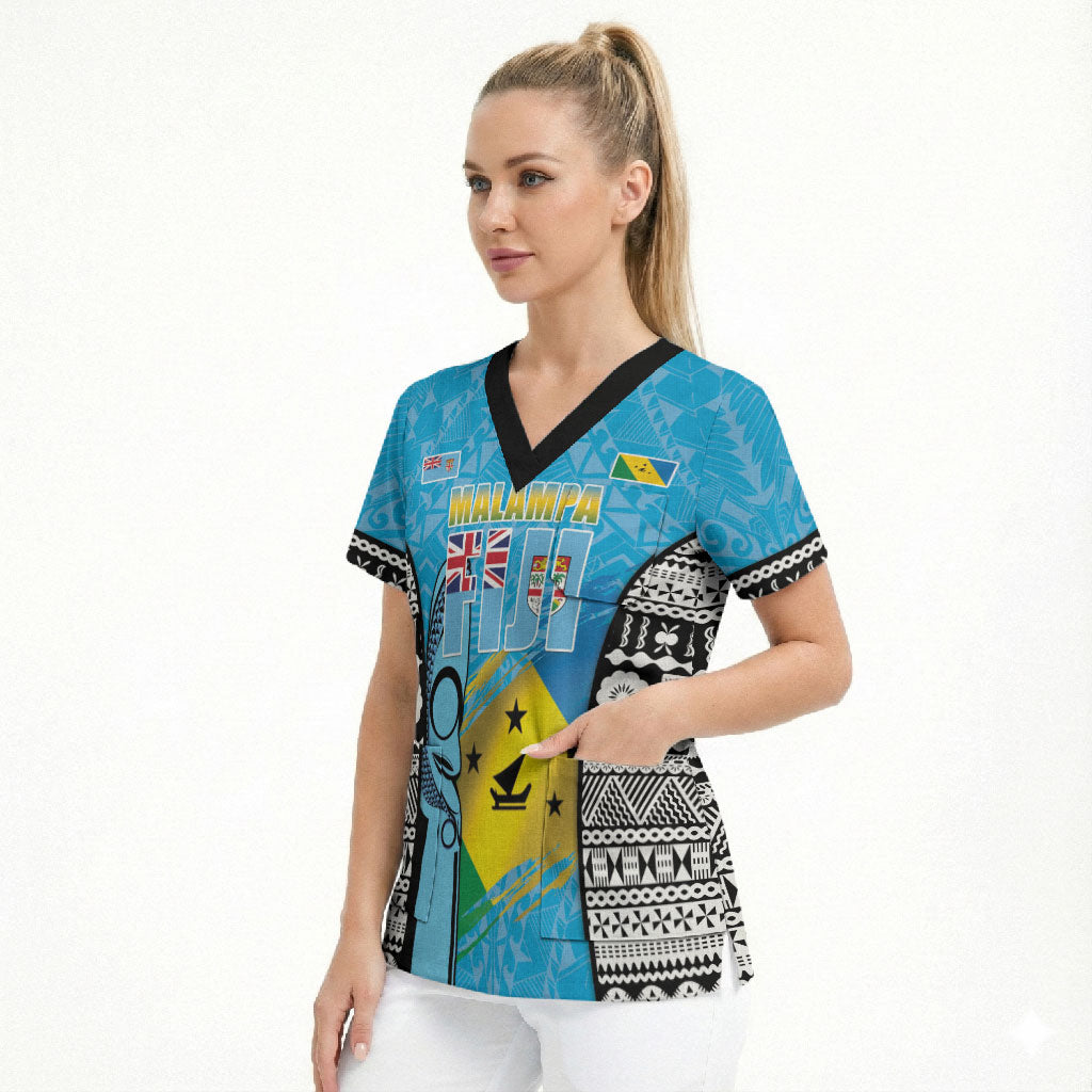 Personalised Malampa Fiji Day 2026 Scrub Top Unique Style LT05 - Polynesian Pride
