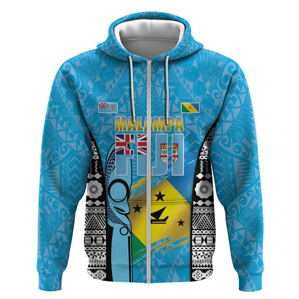 Personalised Malampa Fiji Day 2026 Zip Hoodie Unique Style LT05 Zip Hoodie Blue - Polynesian Pride