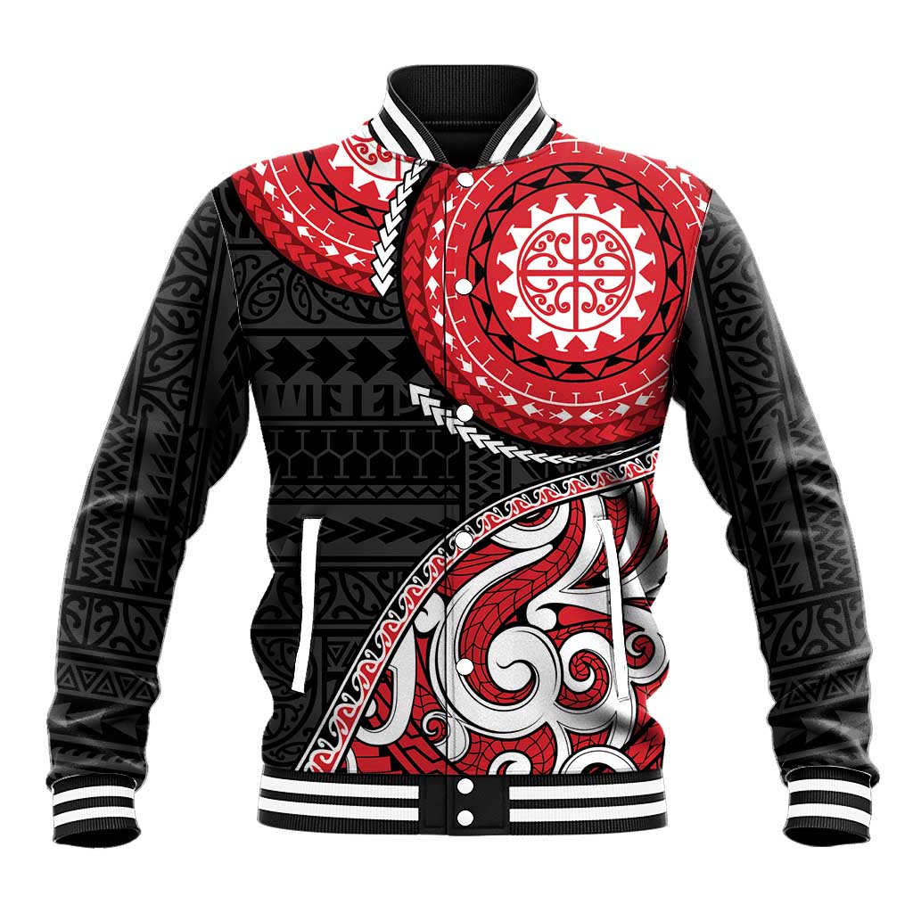 New Zealand Red Maori Koru Simple Style Baseball Jacket