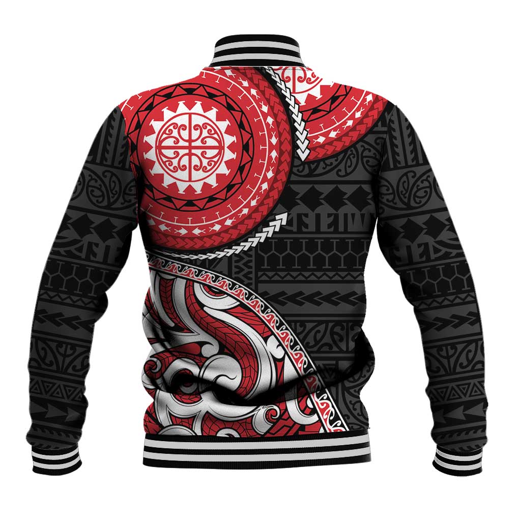 New Zealand Red Maori Koru Simple Style Baseball Jacket