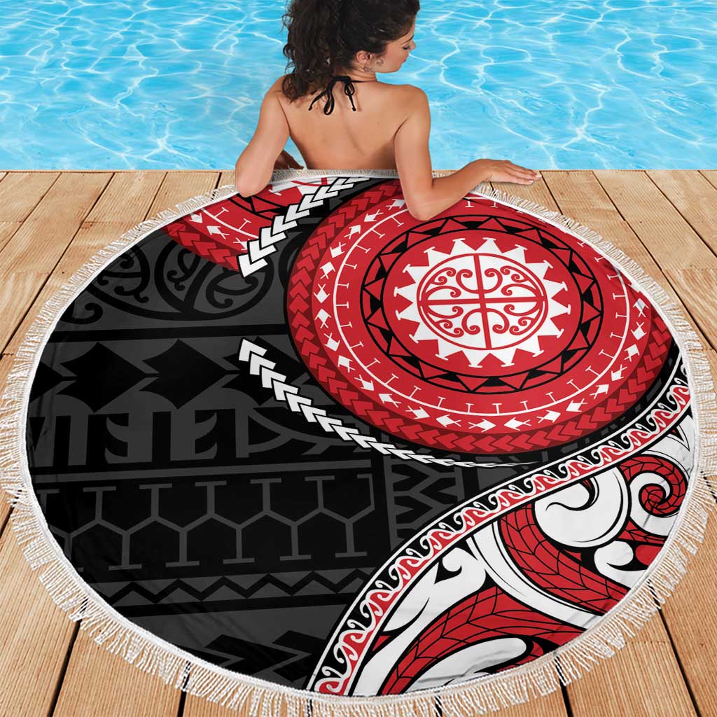 New Zealand Red Maori Koru Simple Style Beach Blanket LT05 - Polynesian Pride