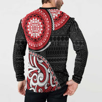 New Zealand Red Maori Koru Simple Style Button Sweatshirt LT05 - Polynesian Pride