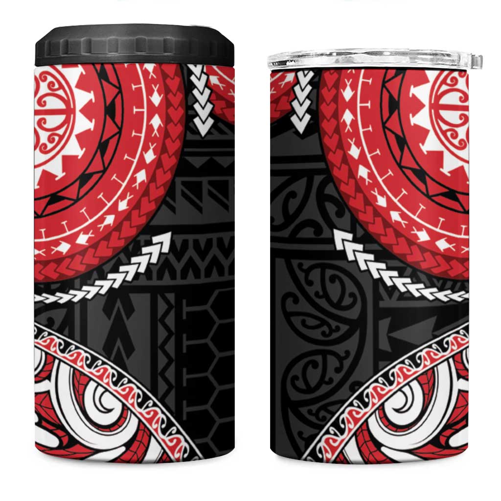 New Zealand Red Maori Koru Simple Style 4 in 1 Can Cooler Tumbler LT05 One Size: 16 oz Red - Polynesian Pride