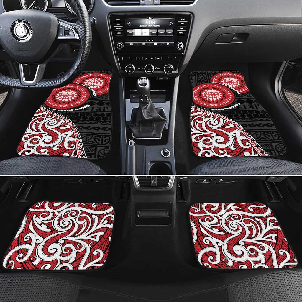 New Zealand Red Maori Koru Simple Style Car Mats LT05 Set 4pcs Red - Polynesian Pride