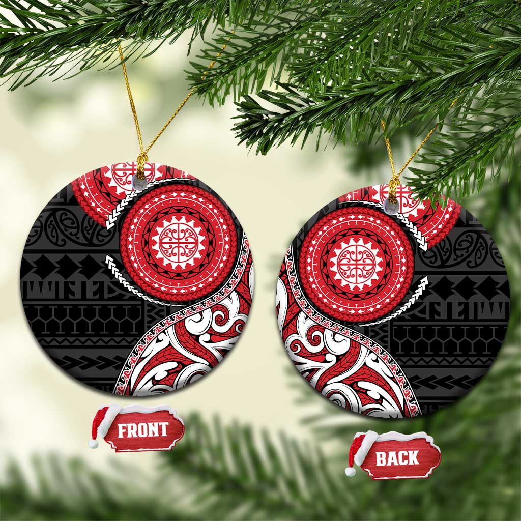 New Zealand Red Maori Koru Simple Style Ceramic Ornament LT05 Circle Red - Polynesian Pride