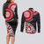 New Zealand Red Maori Koru Simple Style Couples Matching Long Sleeve Bodycon Dress and Long Sleeve Button Shirt