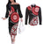 New Zealand Red Maori Koru Simple Style Couples Matching Off The Shoulder Long Sleeve Dress and Long Sleeve Button Shirt