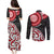 New Zealand Red Maori Koru Simple Style Couples Matching Puletasi and Long Sleeve Button Shirt