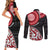 New Zealand Red Maori Koru Simple Style Couples Matching Short Sleeve Bodycon Dress and Long Sleeve Button Shirt