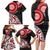 New Zealand Red Maori Koru Simple Style Family Matching Long Sleeve Bodycon Dress and Hawaiian Shirt