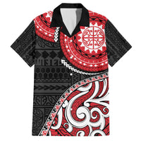 New Zealand Red Maori Koru Simple Style Family Matching Off The Shoulder Long Sleeve Dress and Hawaiian Shirt