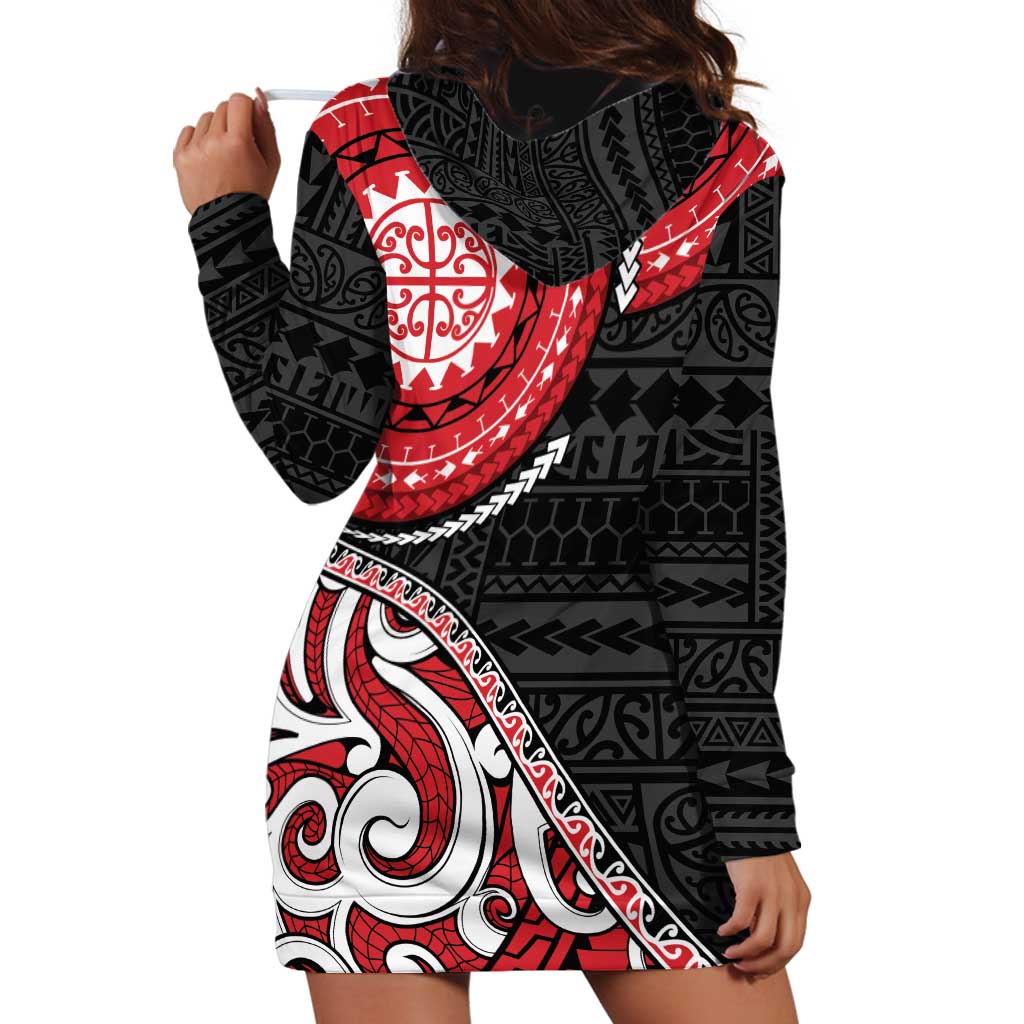 New Zealand Red Maori Koru Simple Style Hoodie Dress LT05 - Polynesian Pride
