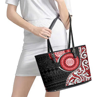 New Zealand Red Maori Koru Simple Style Leather Tote Bag LT05 - Polynesian Pride