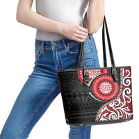 New Zealand Red Maori Koru Simple Style Leather Tote Bag LT05 - Polynesian Pride