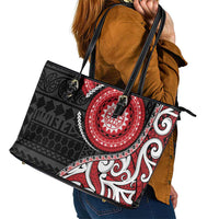 New Zealand Red Maori Koru Simple Style Leather Tote Bag LT05 - Polynesian Pride