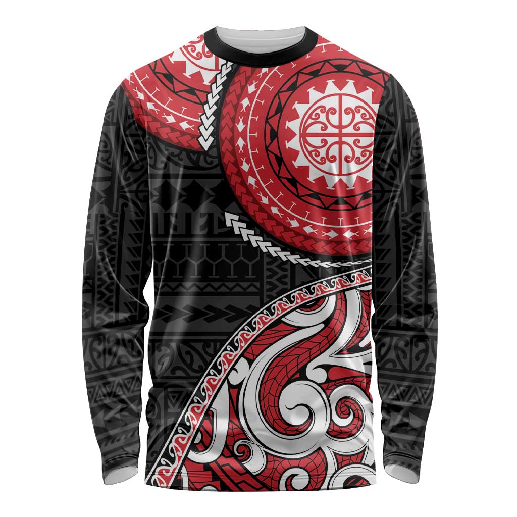 New Zealand Red Maori Koru Simple Style Long Sleeve Shirt