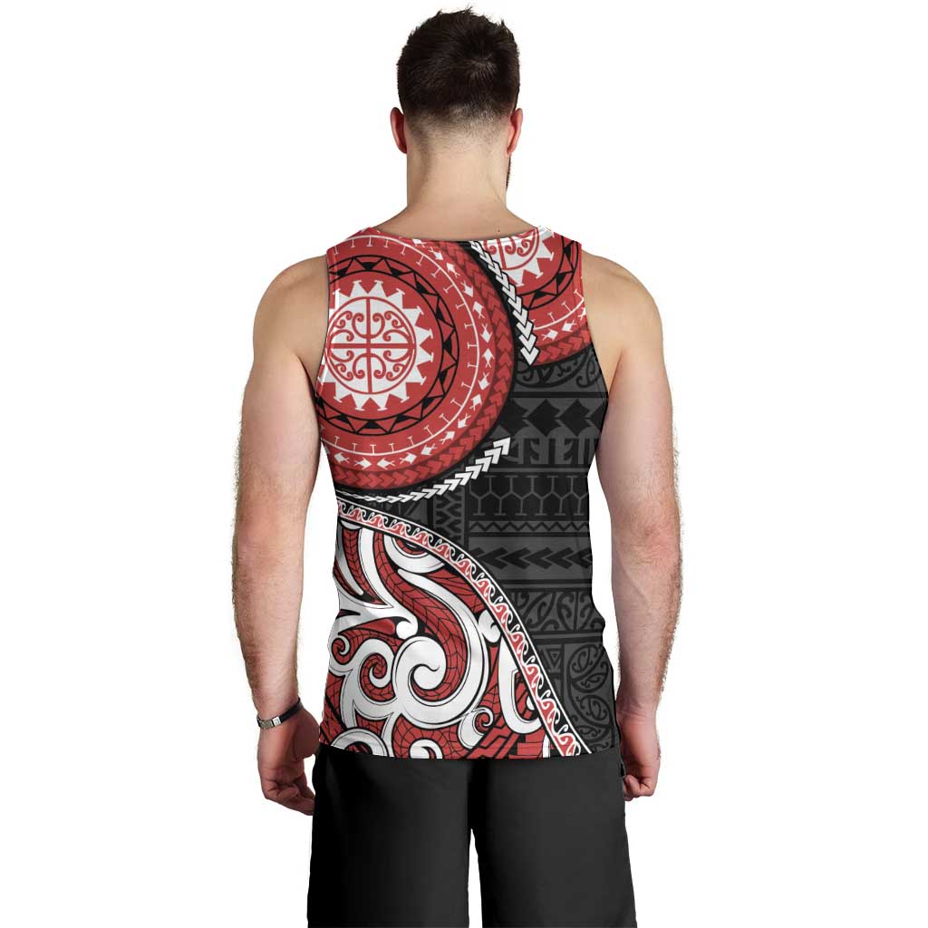 New Zealand Red Maori Koru Simple Style Men Tank Top LT05 - Polynesian Pride