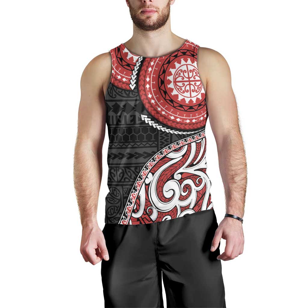 New Zealand Red Maori Koru Simple Style Men Tank Top LT05 - Polynesian Pride