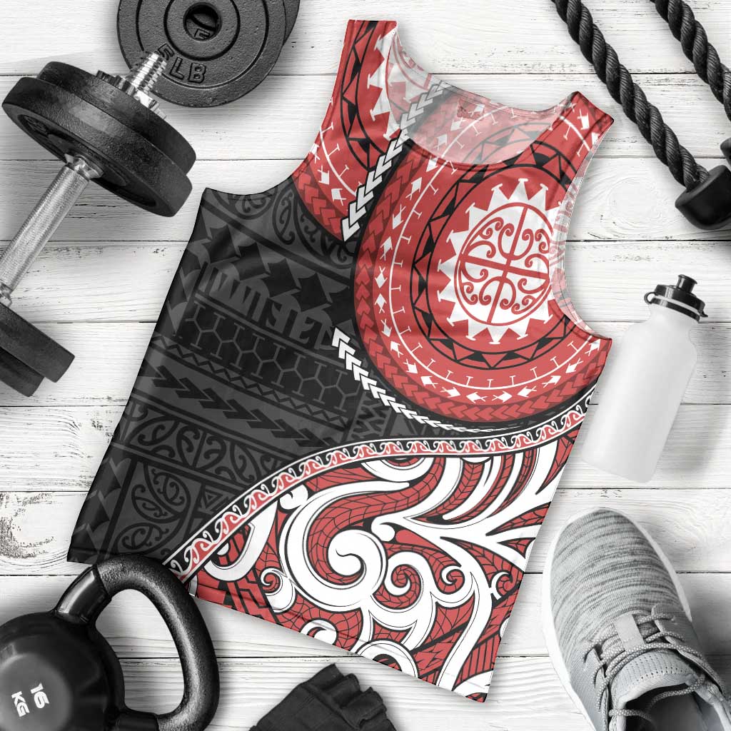 New Zealand Red Maori Koru Simple Style Men Tank Top LT05 - Polynesian Pride