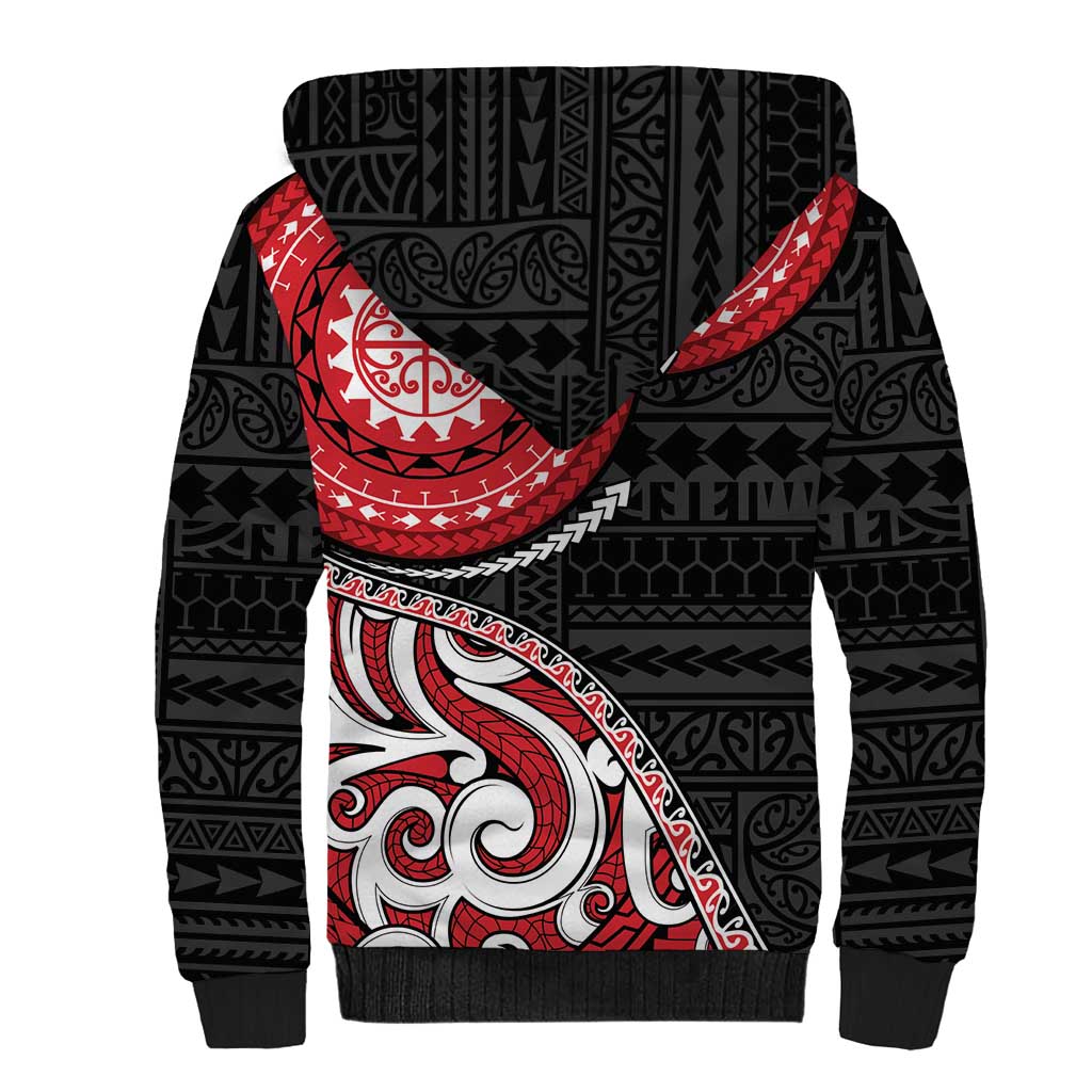New Zealand Red Maori Koru Simple Style Sherpa Hoodie LT05 - Polynesian Pride