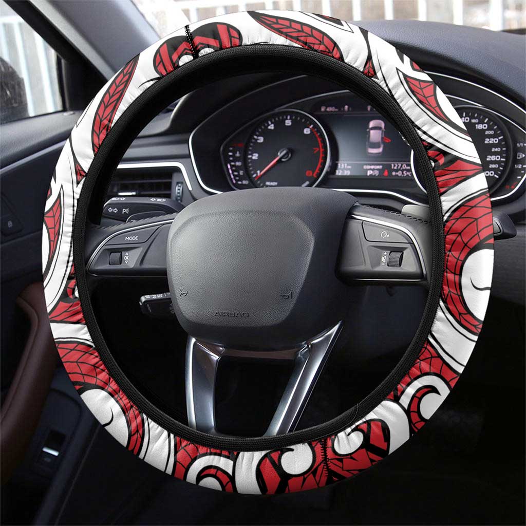 New Zealand Red Maori Koru Simple Style Steering Wheel Cover LT05 - Polynesian Pride