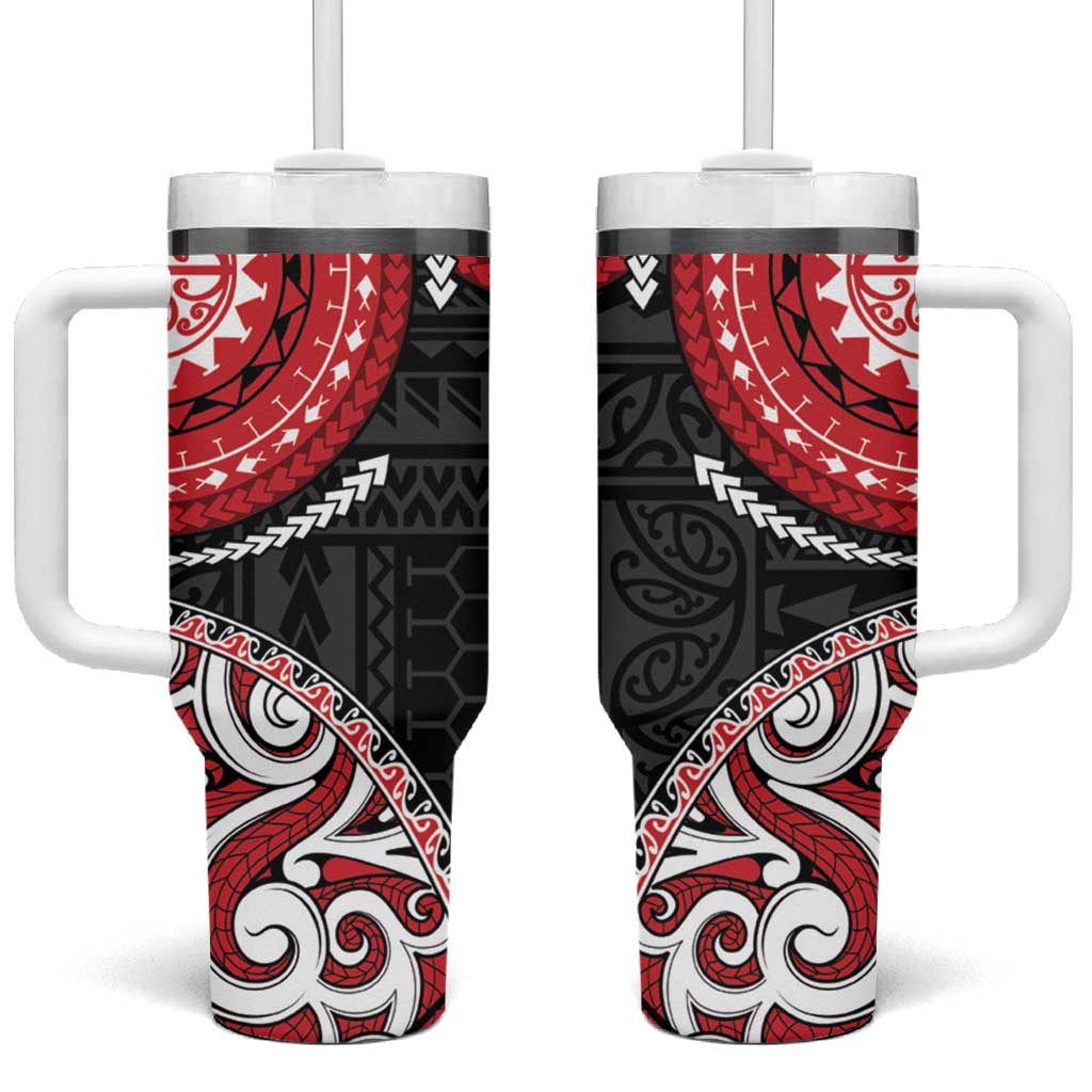 New Zealand Red Maori Koru Simple Style Tumbler With Handle LT05 One Size: 40 oz Red - Polynesian Pride