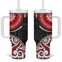 New Zealand Red Maori Koru Simple Style Tumbler With Handle LT05 One Size: 40 oz Red - Polynesian Pride