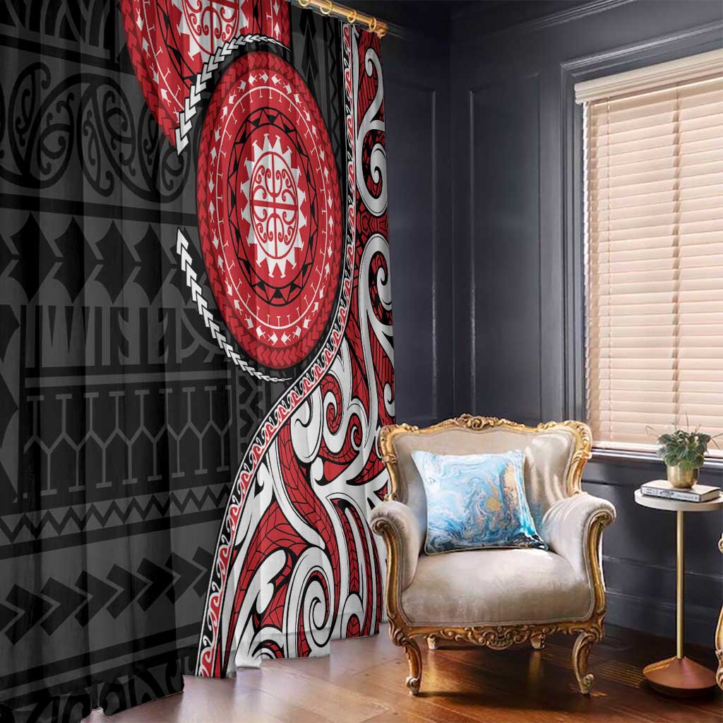 New Zealand Red Maori Koru Simple Style Window Curtain LT05 - Polynesian Pride