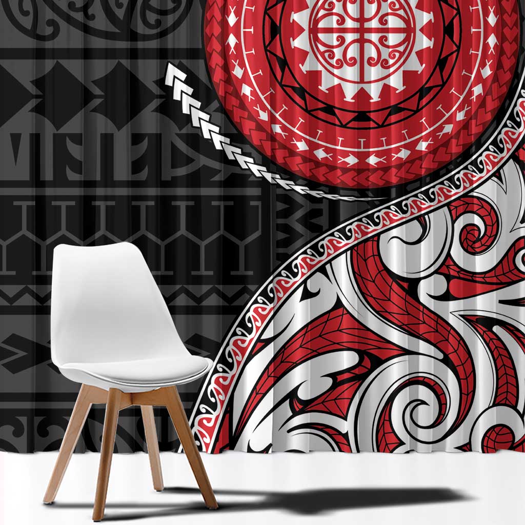 New Zealand Red Maori Koru Simple Style Window Curtain LT05 - Polynesian Pride