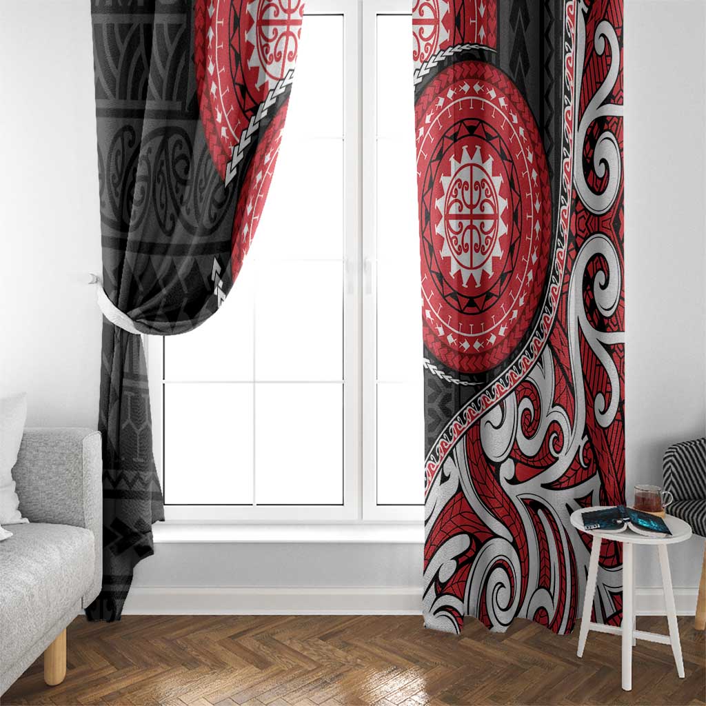New Zealand Red Maori Koru Simple Style Window Curtain LT05 - Polynesian Pride