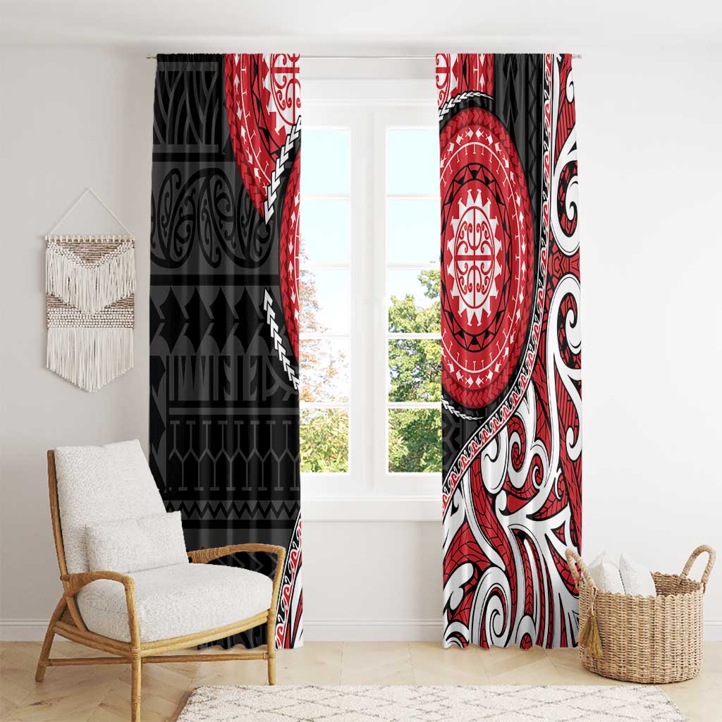 New Zealand Red Maori Koru Simple Style Window Curtain LT05 - Polynesian Pride