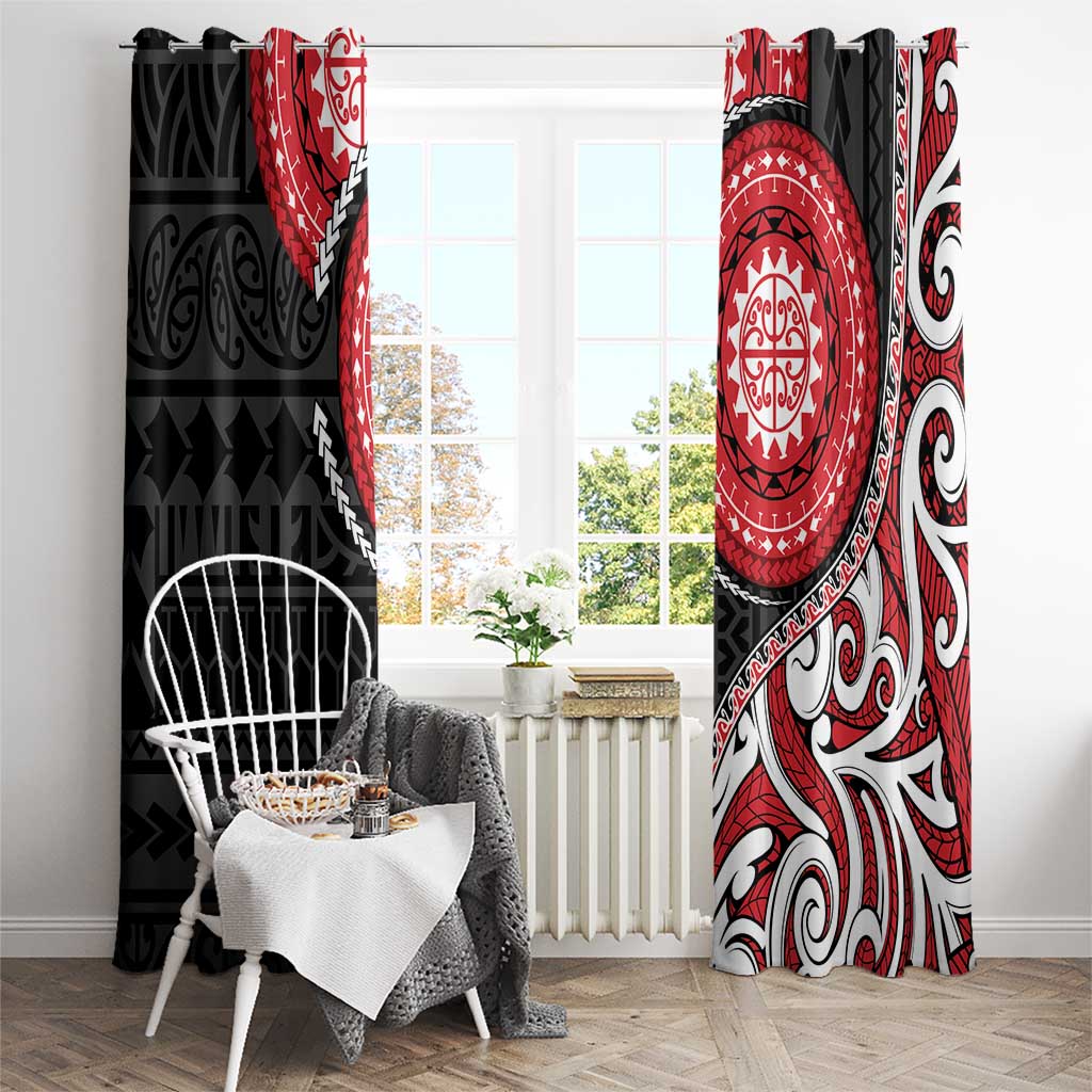New Zealand Red Maori Koru Simple Style Window Curtain LT05 - Polynesian Pride