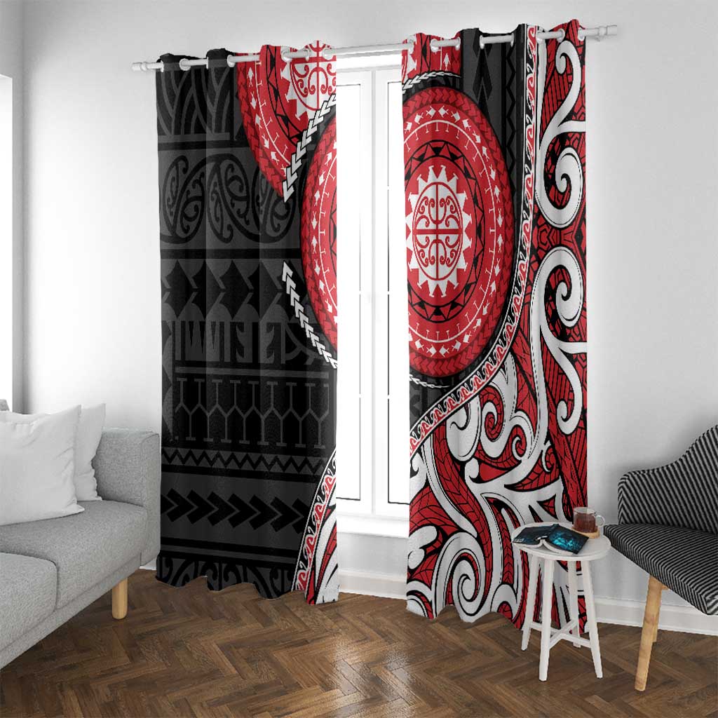 New Zealand Red Maori Koru Simple Style Window Curtain LT05 With Grommets Red - Polynesian Pride