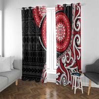 New Zealand Red Maori Koru Simple Style Window Curtain LT05 With Grommets Red - Polynesian Pride