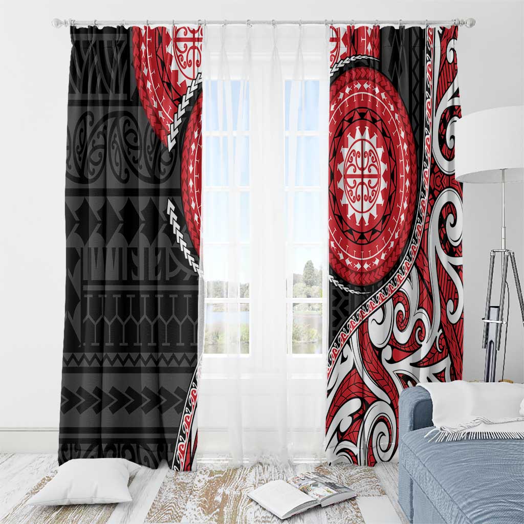 New Zealand Red Maori Koru Simple Style Window Curtain LT05 - Polynesian Pride