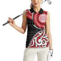 New Zealand Red Maori Koru Simple Style Women Sleeveless Polo Shirt