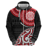 New Zealand Red Maori Koru Simple Style Zip Hoodie