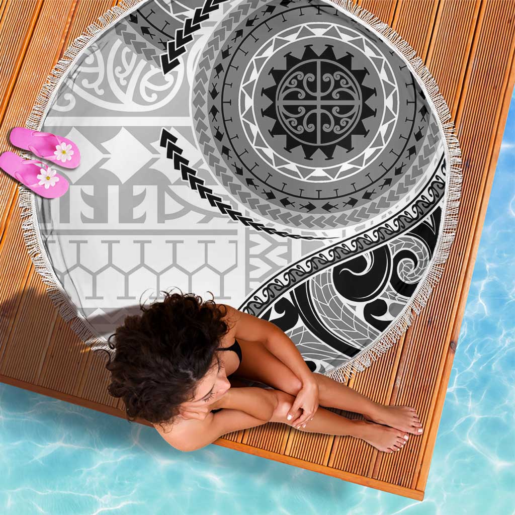 New Zealand White Maori Koru Simple Style Beach Blanket LT05 - Polynesian Pride