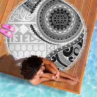 New Zealand White Maori Koru Simple Style Beach Blanket LT05 - Polynesian Pride