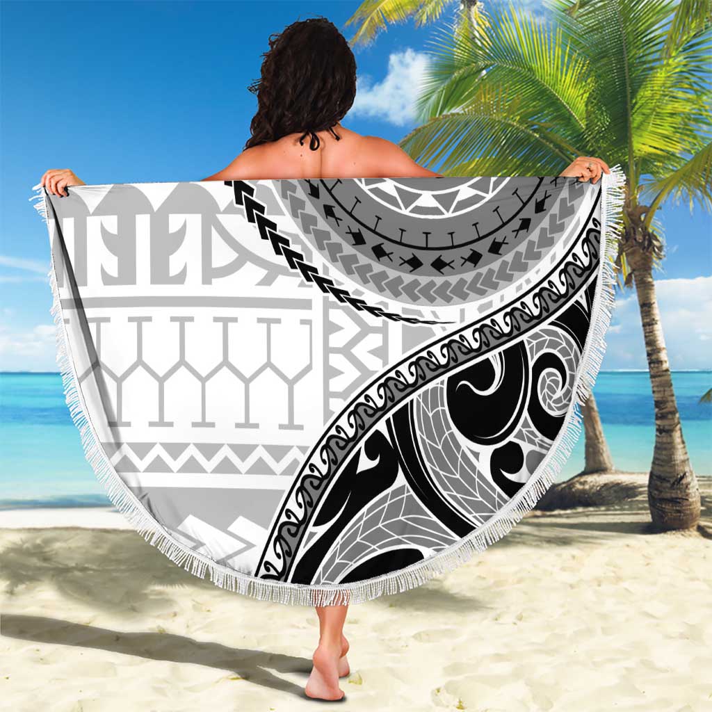 New Zealand White Maori Koru Simple Style Beach Blanket LT05 - Polynesian Pride