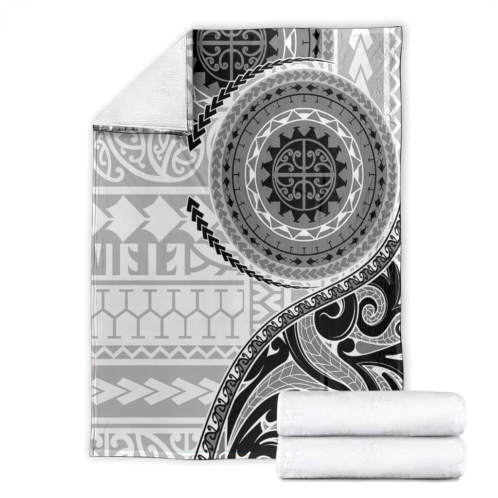 New Zealand White Maori Koru Simple Style Blanket LT05 - Polynesian Pride